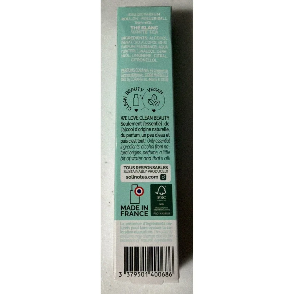 Solinotes ROLL ON THE BLANC/ White Tea -Roll On - 10ml - Brand New!